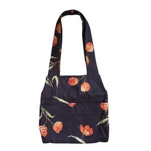 Braccialini  Shoulder Bag  Fabric Upper Leather Lining Black & Orange Flowers